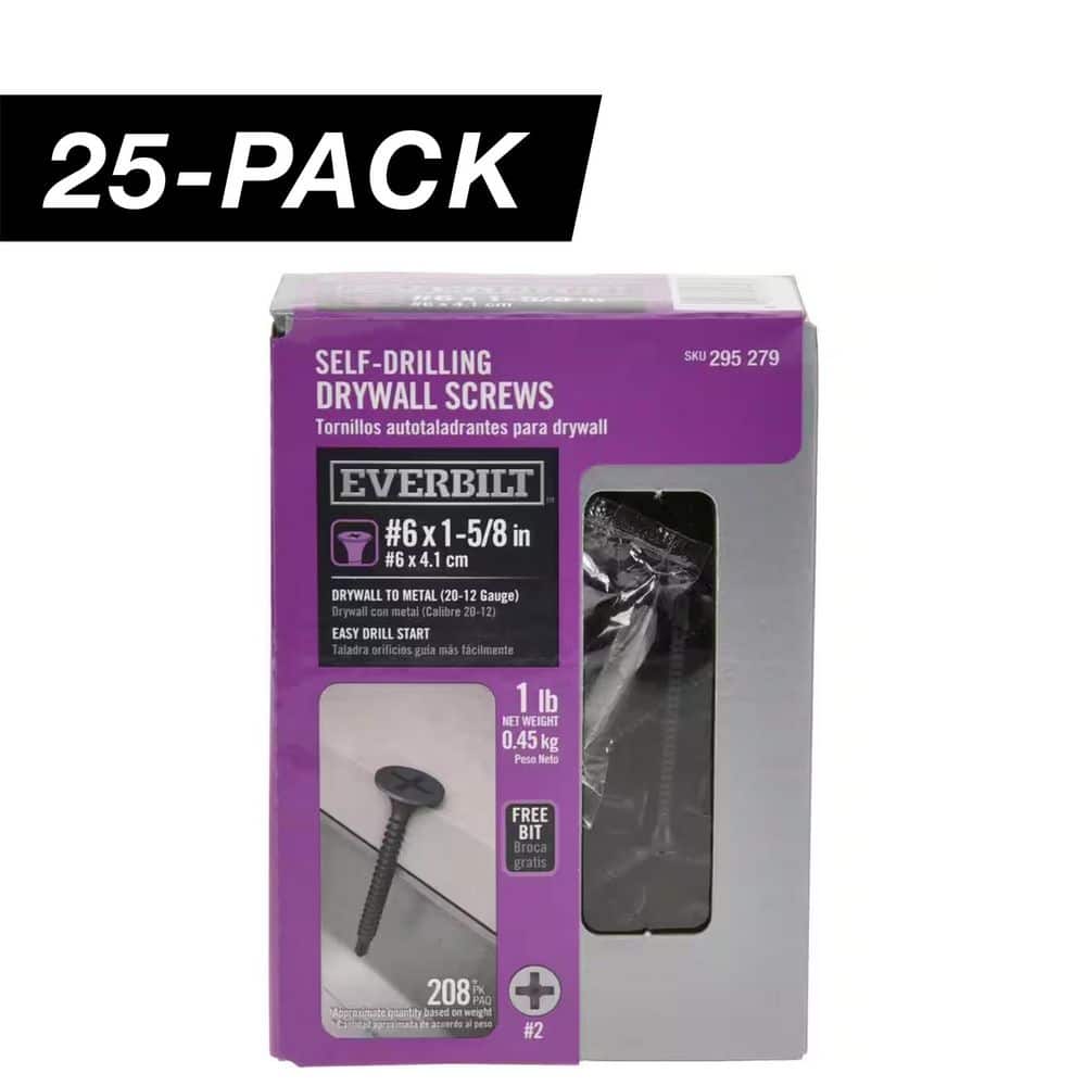 25-Pack #6 x 1-5/8 in. Phillips Bugle-Head Self-Drilling Drywall Screw (25 lb. / 5,200-Piece) price history on PriceWatchPro