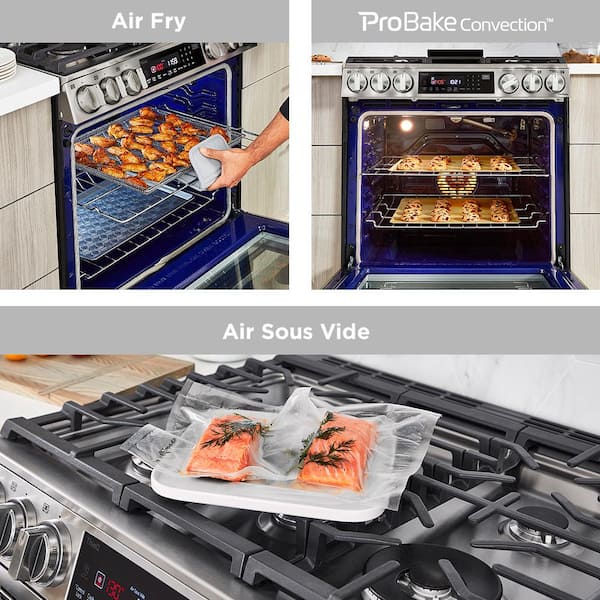 LG 6.3-Cu. ft Smart Probake Convection Instaview GAS Slide-in Range with Air Fry, Stainless Steel