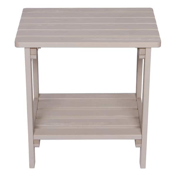 Shine Company 20 in. Tall Graystone Rectangular Wood Outdoor Side Table