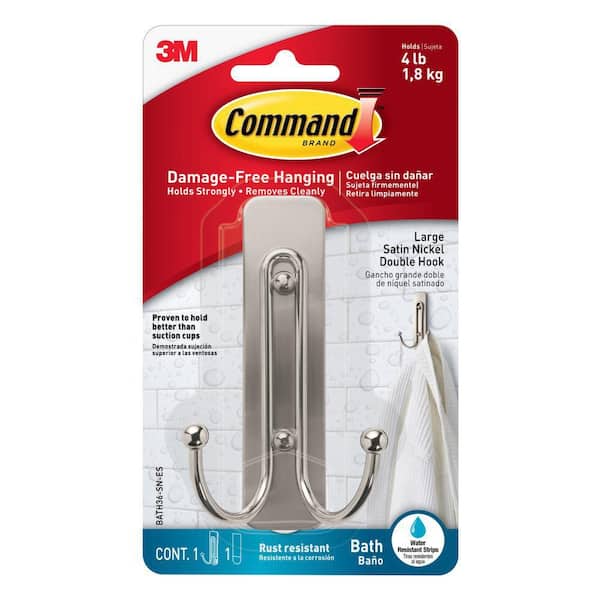 4 lb. Large Double Bath Hook in Satin Nickel