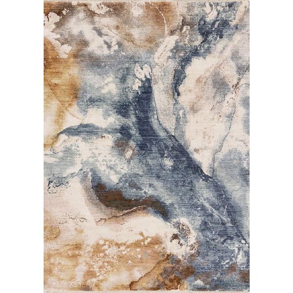 Blue 8 ft. x 10 ft. Woven Abstract Rectangle Indoor Area Rug