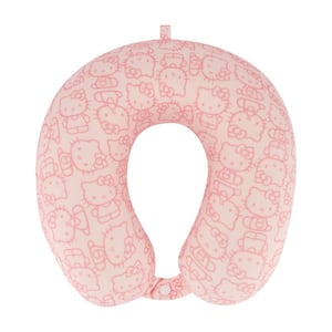 Hello Kitty All over print Memory Foam Neck Travel pillow, Pink