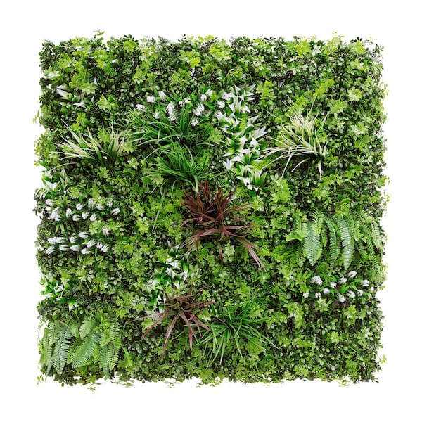 BANSA ROSE 40 in. H x 40 in. W Plastic Artificial Ivy Boxwood Hedge Privacy Garden Fence for Home Backyard Garden, 5 Mixed Leaves
