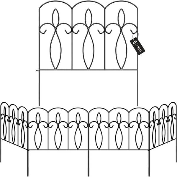 Sorbus 24.25 in. L x 1 in. W x 32.35 in. H Decorative Iron Garden Fence (5-Pack)