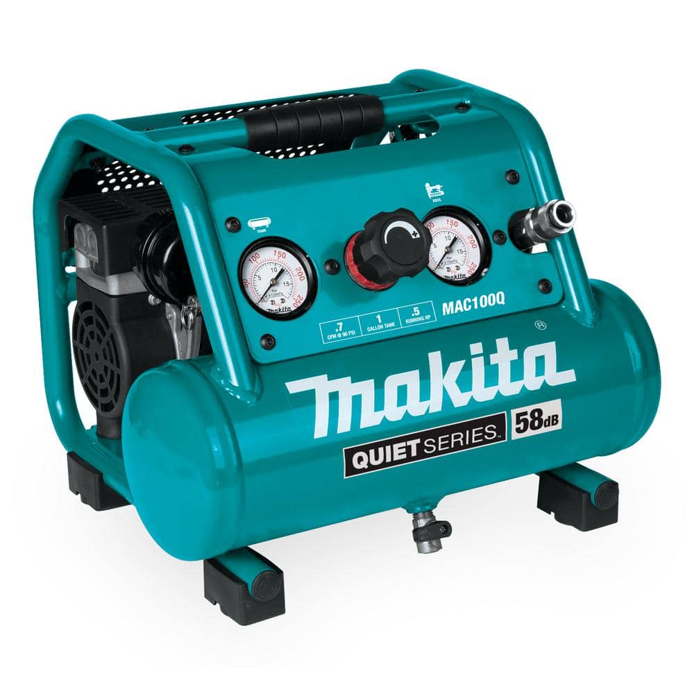 Makita Quiet Series, 1/2 HP, 1 Gal. Compact, Oil-Free, Electric Air  Compressor MAC100Q - The Home Depot