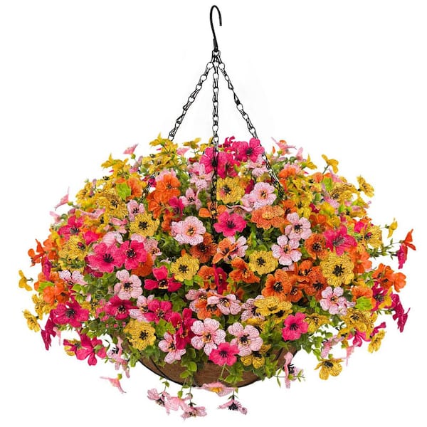 Unbranded 20 in. Artificial Hanging Flowers with Faux Plant, Home Spring Summer Decor, Multicolored