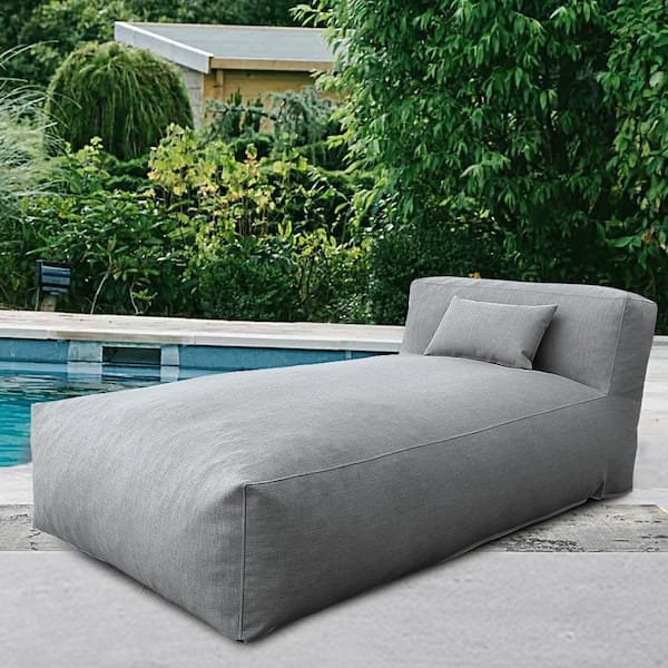 eVita Patio Furniture Bed Beach Olefin Plastic Outdoor Chaise Lounge Chair with Dark Grey Cushions