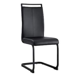 Modern Black PU Leather Seat Dining Chairs Set of 2 for Kitchen, Living, Dining Room