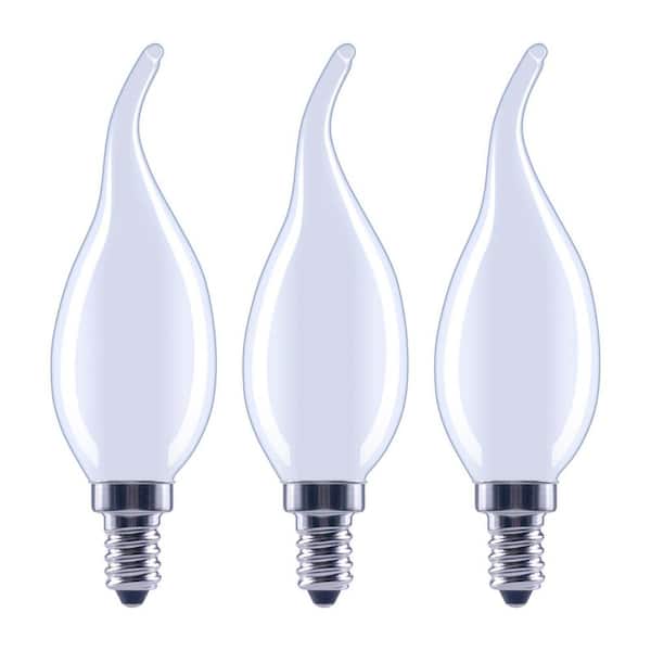 60-Watt Equivalent B11 Dimmable E12 Candelabra Frosted Glass LED Vintage Edison Light Bulb Soft White (3-Pack)