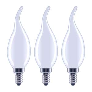 60-Watt Equivalent B11 Dimmable E12 Candelabra Bent Tip Frosted Glass LED Vintage Edison Light Bulb Bright White(3-Pack)