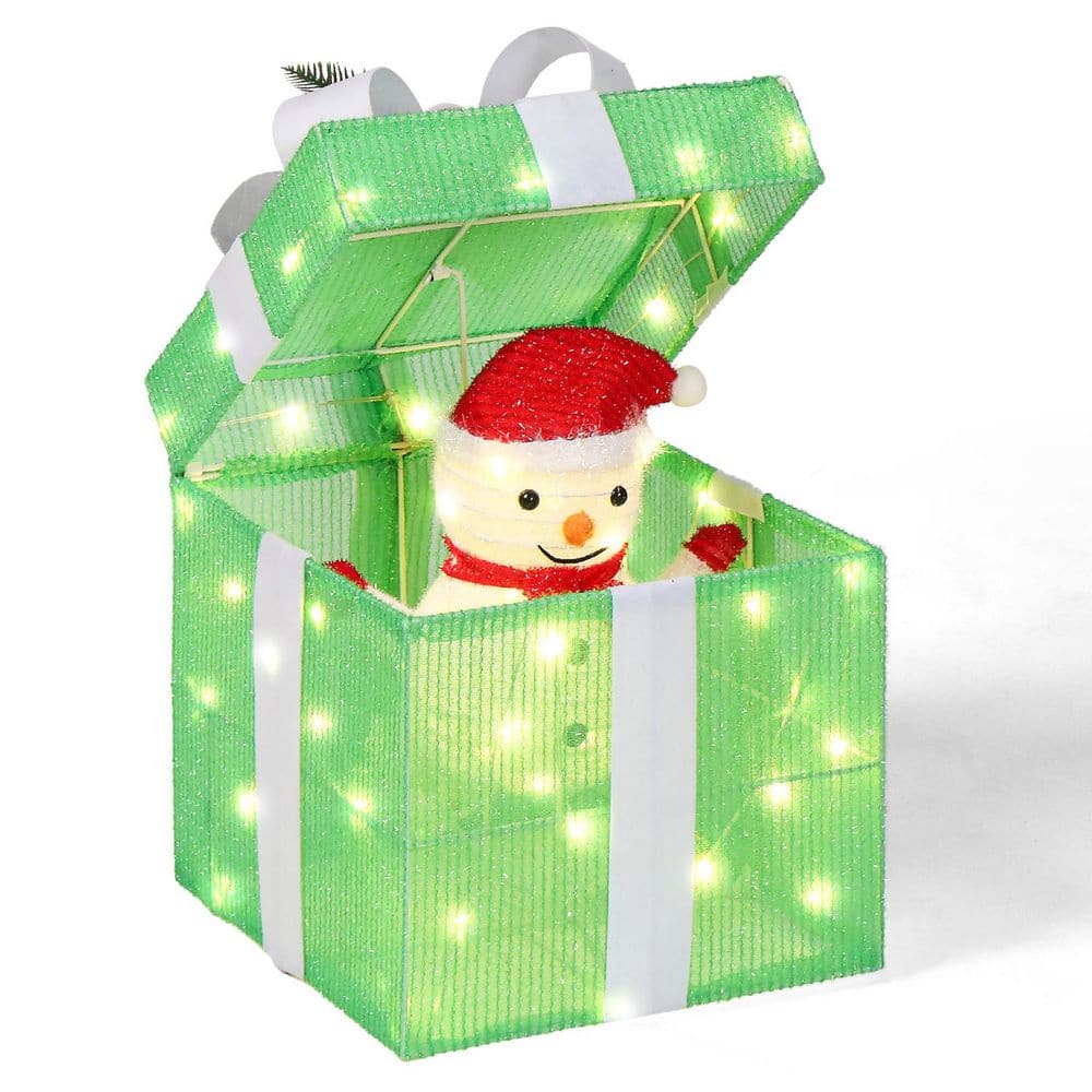Karl home 12 in. Green Motorized Gift Box Christmas Decorations