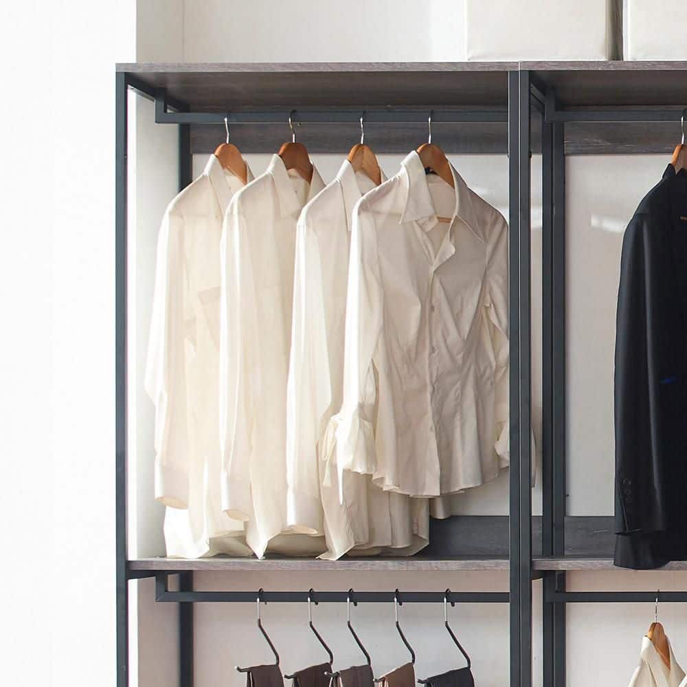 Monica Black and Rustic Gray Wood Walk-In Closet System