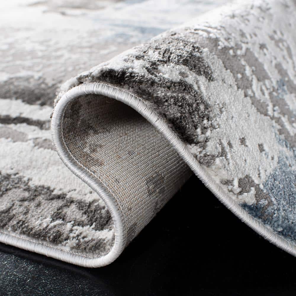 Gray Abstract Reversible 8' x 10' Synthetic Area Rug