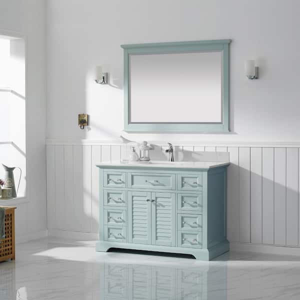 Bathroom Vanities Outlet Atlanta Renovate for LessColumbia 48 Single Vanity,  Glossy White, Radiant Gold w/ Glossy White Composite Top