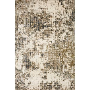 Spirit Pewter/Olive 3 ft. 9 in. x 5 ft. 9 in. Abstract Contemporary Area Rug