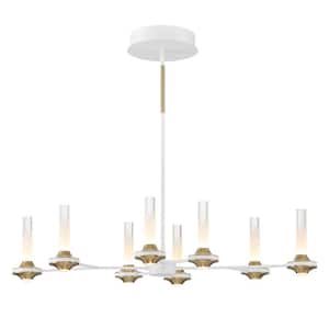 Torcia 480-Watt 16-Light Integrated LED White/Gold Geometric Chandelier with Clear Acrylic Shades