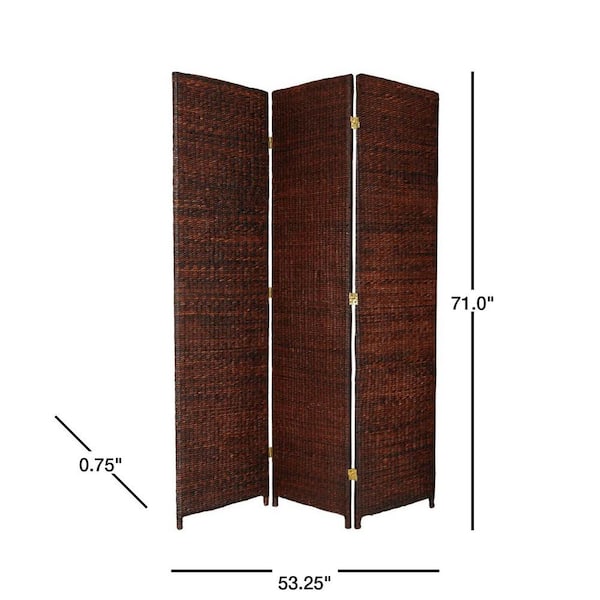 Oriental Furniture 6 ft. Dark Brown 3-Panel Room Divider