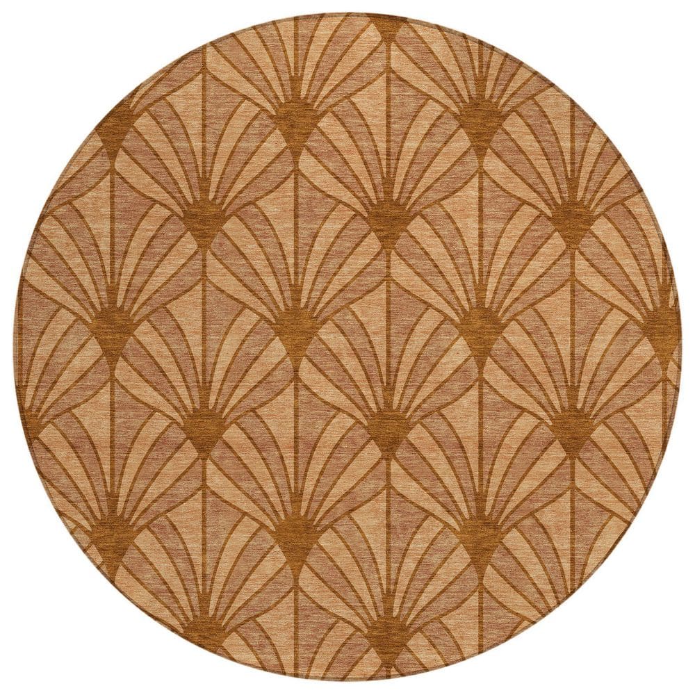 Chantille Machine Washable Indoor/Outdoor Abstract ACN2426 Paprika 8 ft. x 8 ft. Round Rug price history on PriceWatchPro