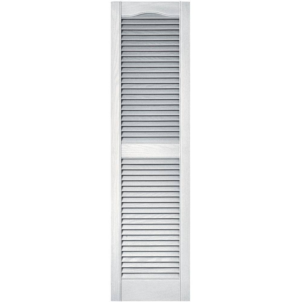 Builders Edge - 15 in. x 55 in. Louvered Vinyl Exterior Shutters Pair in #001 White