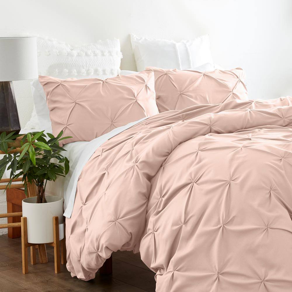 Becky Cameron Premium Ultra Soft Blush Pinch Pleat King Microfiber 3Piece Duvet Cover Set IEH
