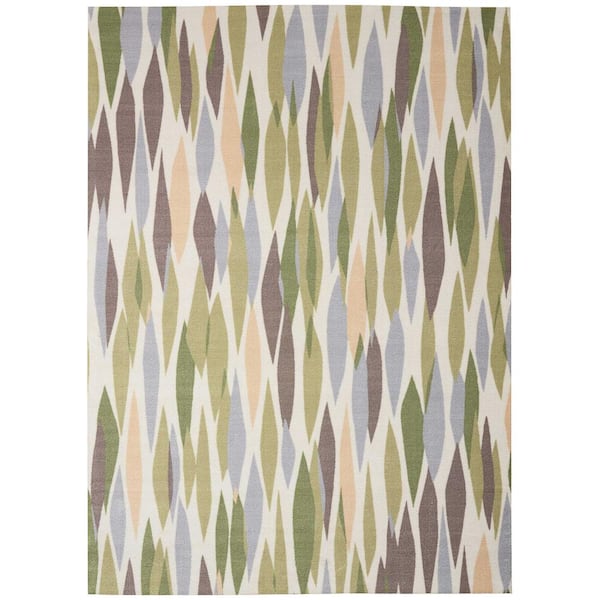 Bits and Pieces Violet 5 ft. x 7 ft. Geometric Modern Indoor/Outdoor Patio Area Rug