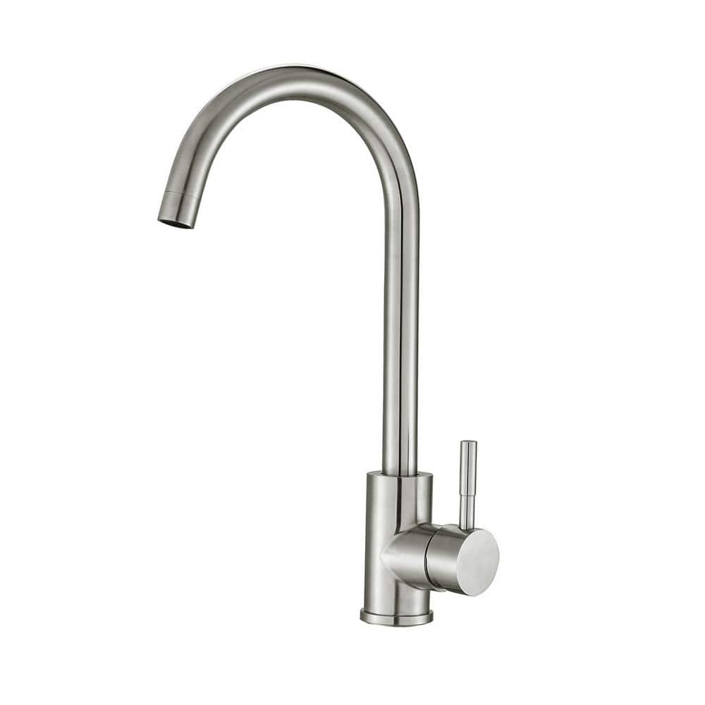 Single Handle Bar Faucet with Water Supply Lines in Brushed Nickel