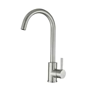 Single Handle Bar Faucet with Water Supply Lines in Brushed Nickel