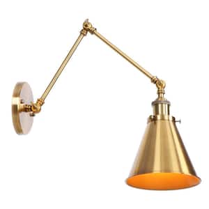 GLD 1-Light 5.31 in. Brass Sconce Vintage Industrial Swing Arm Wall Lamp