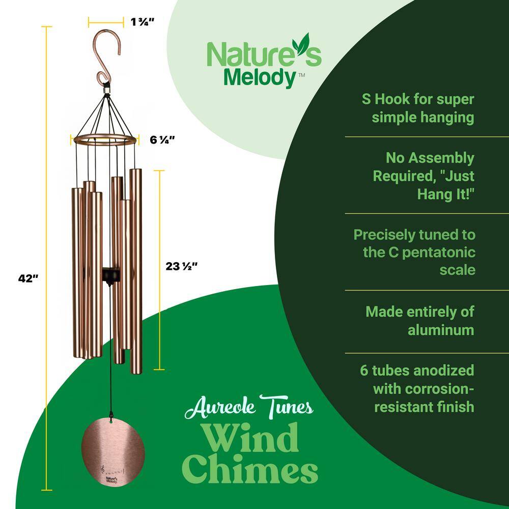 Nature's Melody 42-Inch Rose Gold Aluminum Wind Chimes