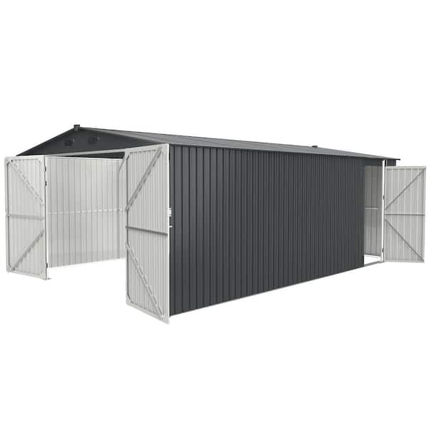 Outdoor 13 ft. W x 20 ft. D Anti-Corrosion Galvanized Metal Shed for Car,Truck,Bike,Lawnmower(260 sq. ft.),Dark Grey