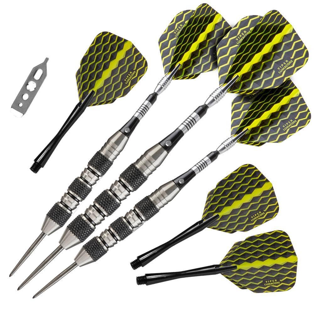 The Freak 22 g Black and Yellow Knurled and Shark Fin Barrel Steel Tip Dart Set price history on PriceWatchPro