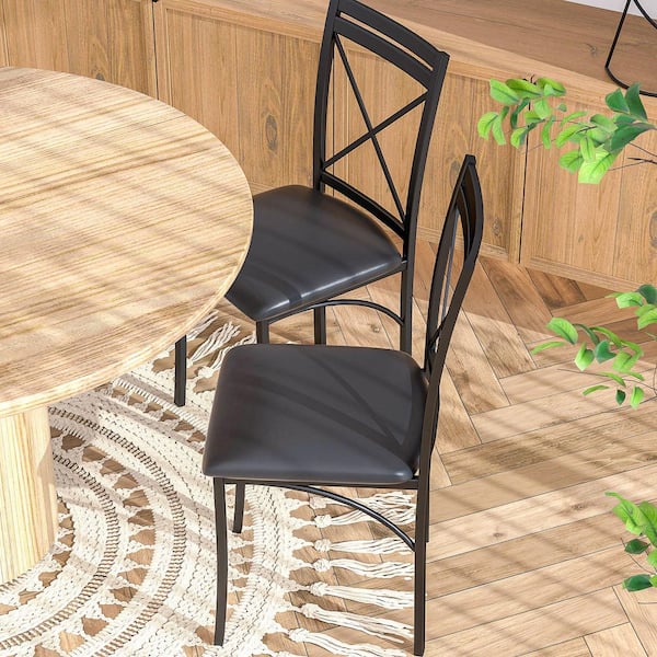 VECELO Dining Chairs (Set of 4) w/Steel Legs, Ergonomic Back