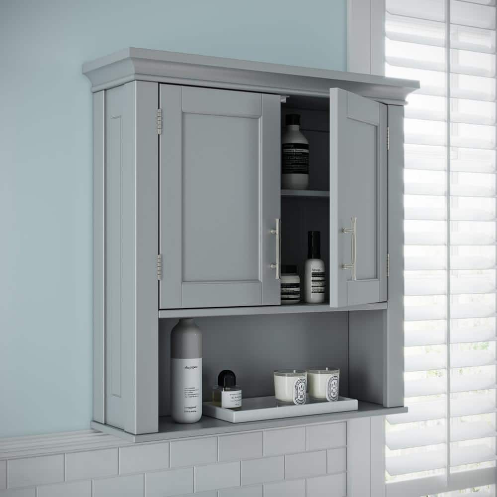 RiverRidge Home Somerset 22.88 in. W x 24.81 in. H x 7.88 in. D Bathroom Storage Wall Cabinet and Laundry Medicine Cabinet in Gray 06-078