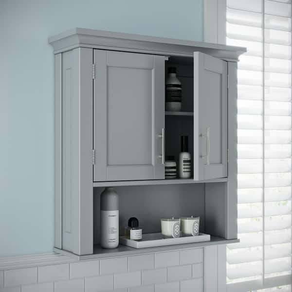 RiverRidge Home Somerset 22.88 in. W x 24.81 in. H x 7.88 in. D Bathroom Storage Wall Cabinet and Laundry Medicine Cabinet in Gray