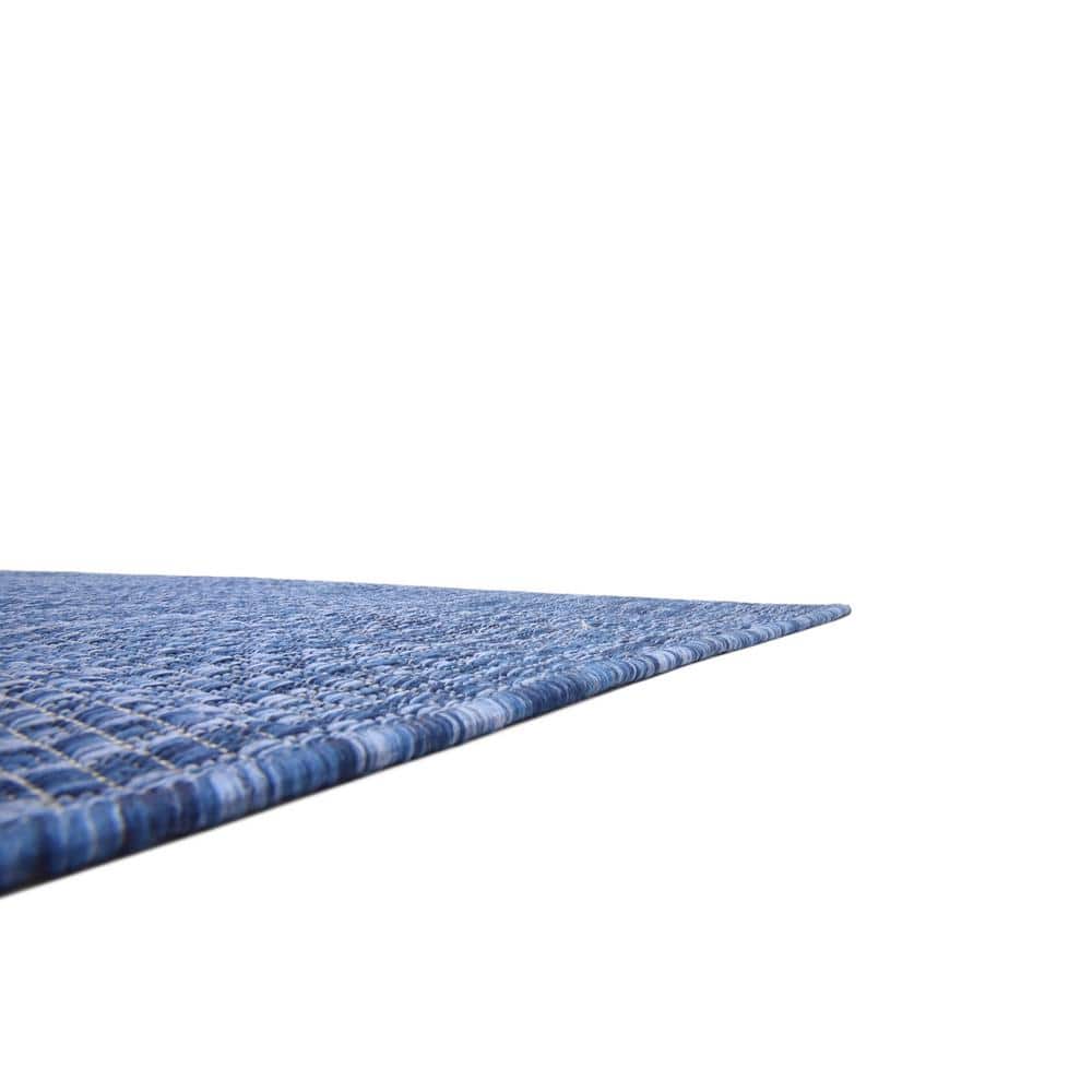Navy Blue Synthetic Flat Woven Reversible Outdoor Rug 6' x 9'