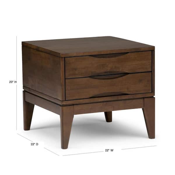 Simpli Home Harper Solid Hardwood 22 In Wide Square Mid Century Modern End Side Table Walnut Brown 3axchrp 02 Simpli Home Harper Solid Hardwood 22 In, Mid Century Modern Side Table With Storage