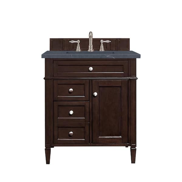 James Martin Vanities Brittany 30 in. W x 23.5 in. D x 34 in. H Single Bath Vanity in Burnished Mahogany with Charcoal SoapstoneQuartz Top