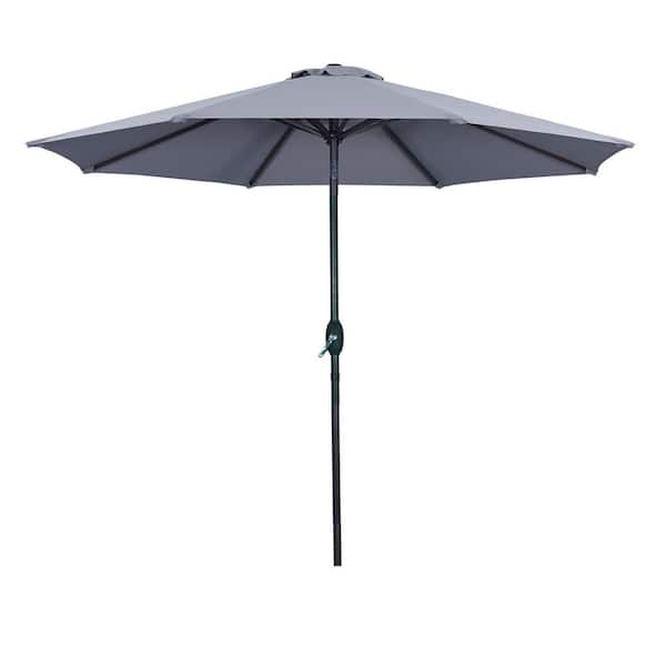 maocao hoom 9 ft. Market Round Outdoor Patio Umbrella without Base in Gray