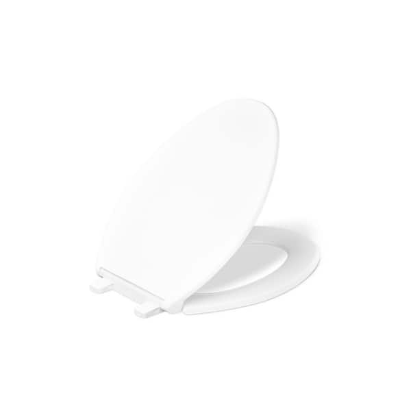 Joist Elongated Front, Soft Close Toilet Seat with Grip Tight Bumpers in White