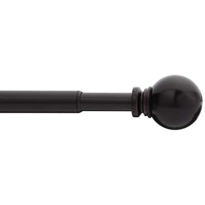StyleWell 28 in. - 48 in. Adjustable Telescoping 5/8 in. Single Curtain Rod Kit in Oil Rubbed Bronze with Ball Finials