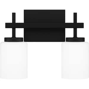 Wilburn 13 in. 2-Light Matte Black LED Vanity Light