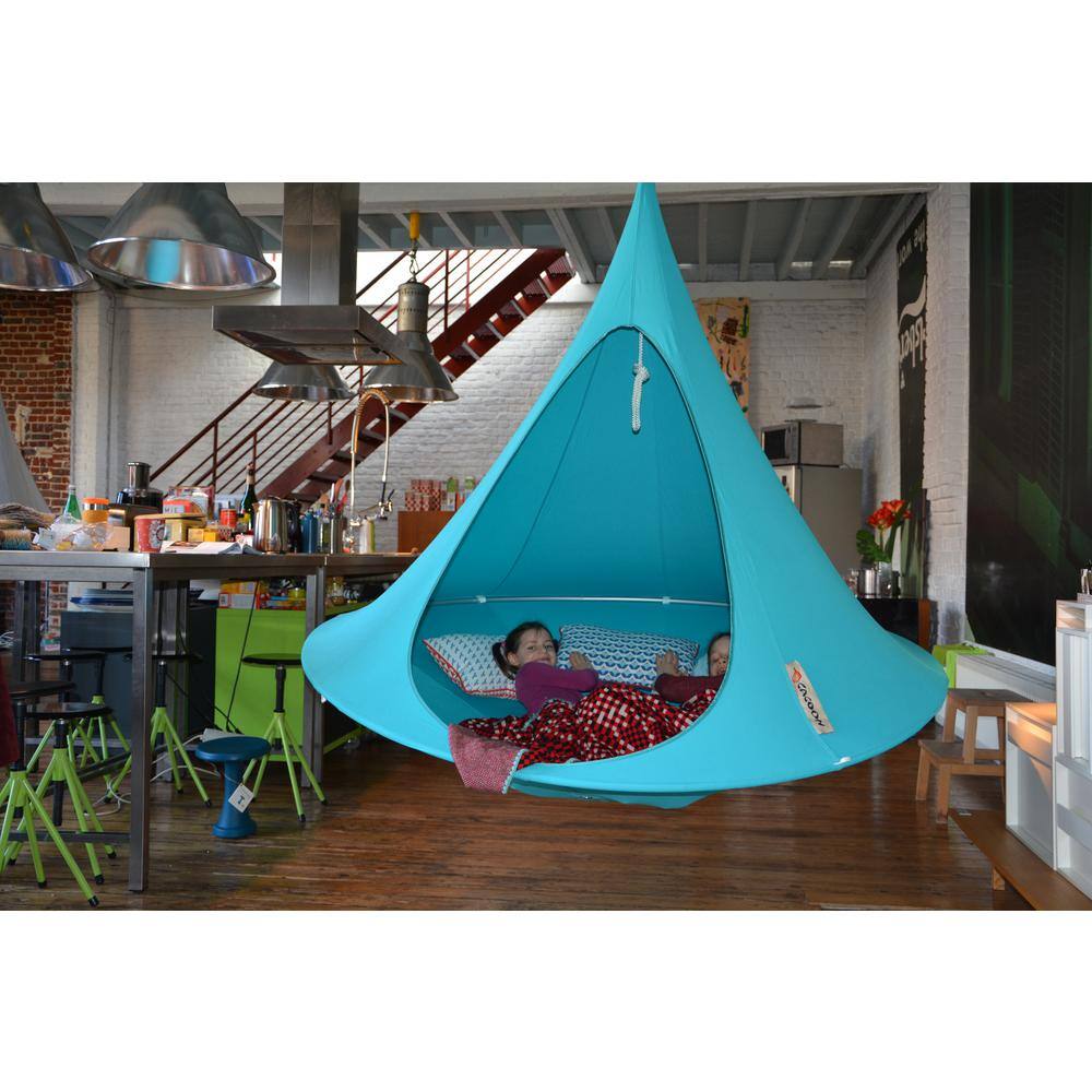Light Blue Double Hanging Cacoon Chair with Hardware