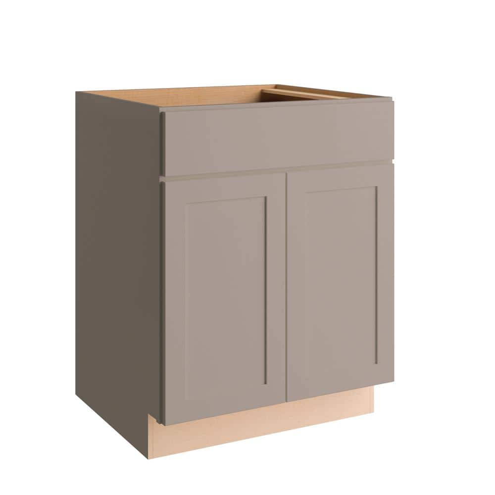 Hampton Bay Courtland 27 in. W x 24 in. D x 34.5 in. H Assembled Shaker Base Kitchen Cabinet in Sterling Gray