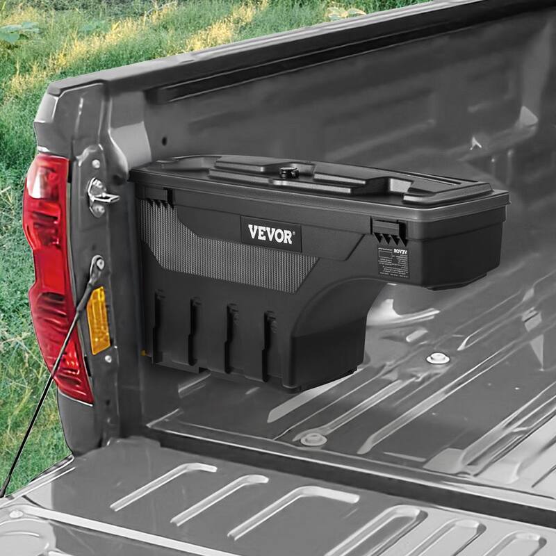 28 in. ABS Truck Bed Storage Box 6.6 Gal. Driver Side Truck Tool Box with Password Padlock for Tundra 2007-2021, Black