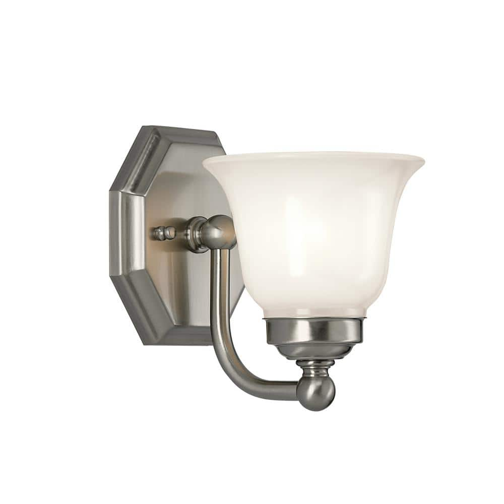 NORWELL Trevi 1-Light Brush Nickel with Opal Glass Shade Wall Sconce ...