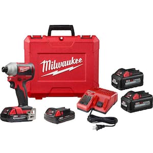 M18 18V Lithium-Ion Brushless Cordless 1/4 in. Impact Driver Kit with Two 2.0 Ah and Two 6.0Ah Batteries