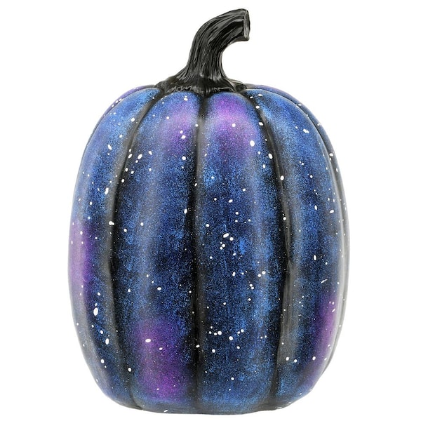 National Tree Company 12 in. LED Lit Wicked in Purple Galaxy Pumpkin,  Battery Operated-PG11-FJ01903 - The Home Depot