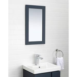 Glovertown 17.3 in. x 14.3 in. D Vanity in Midnight Blue with Ceramic Vanity Top in White with White Sink and Mirror