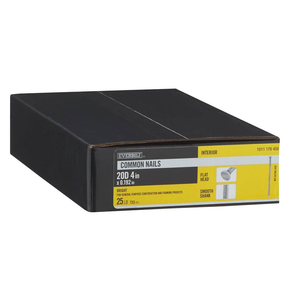 Everbilt 4 in. x 20D Bright Nail 25 lbs. (733-ct) EB0053203 - The