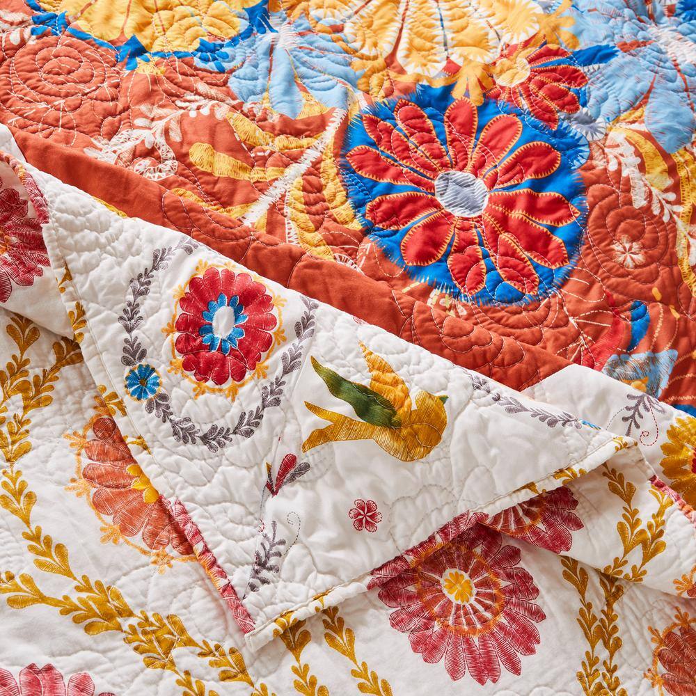 Topanga King Reversible Cotton Blend Folk Art Bedspread Set
